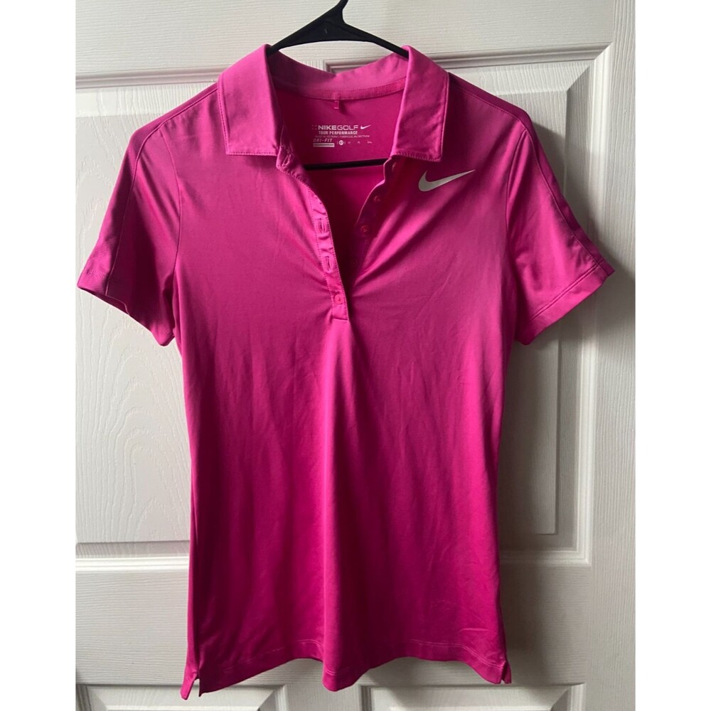 Nike Golf Tour Performance Womens Small Tall Dark Pink Polo Tennis Pickleball